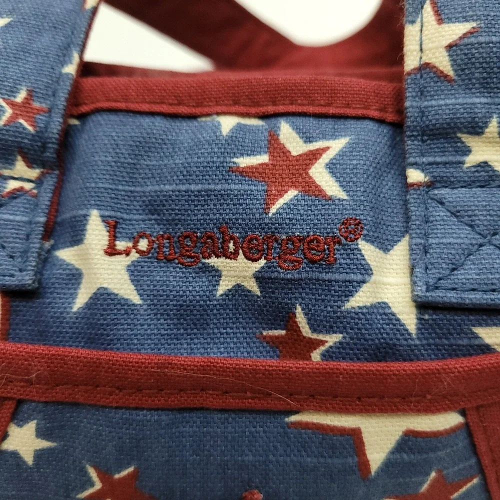 Longaberger Tote‎ Homestead Patriotic Small Red White Blue Stars USA